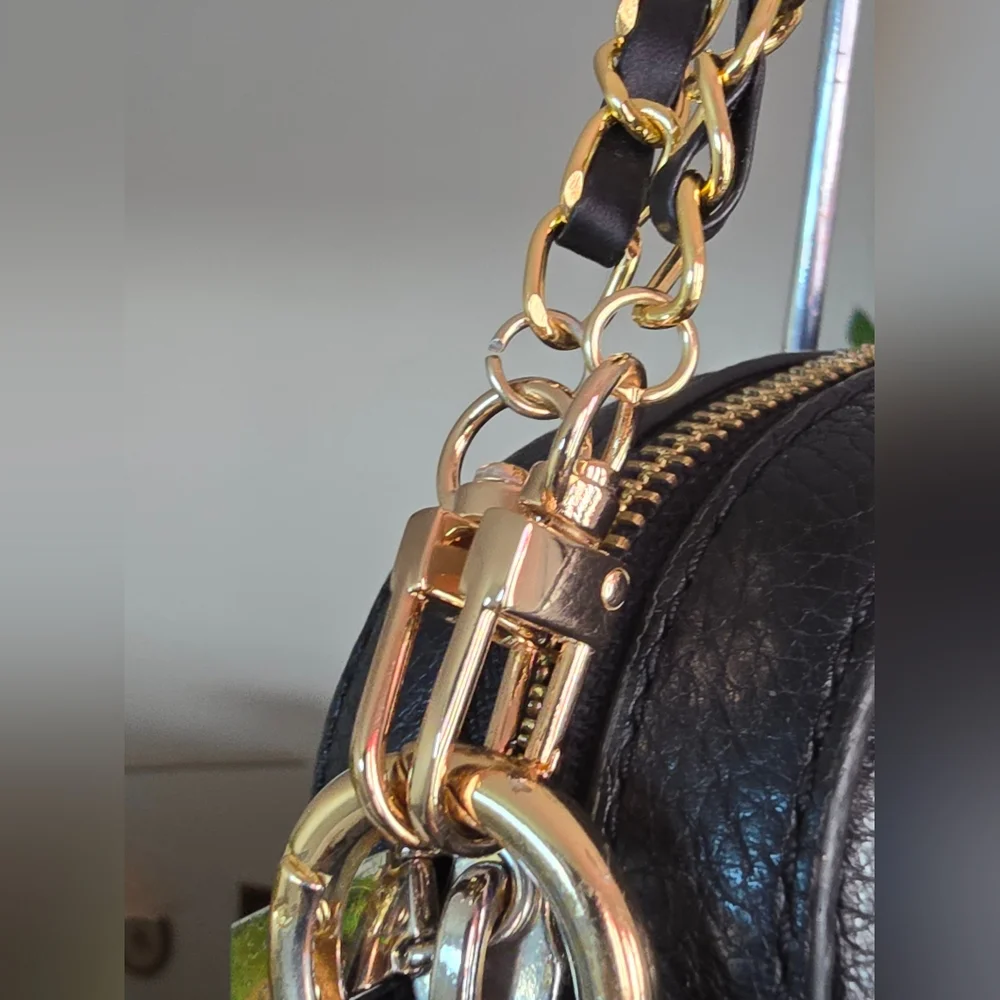 Michael Kors Black Pebbled Leather Camera Style Crossbody Bag